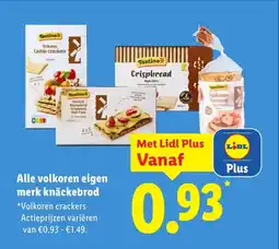 Lidl Alle volkoren eigen merk knäckebrod aanbieding