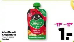 PLUS Alle Olvarit Knijpzakjes aanbieding