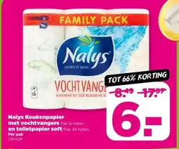 PLUS Nalys Keukenpapier met vochtvangers en toiletpapier soft aanbieding