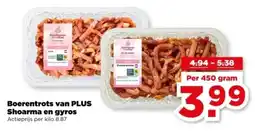 PLUS Boerentrots van PLUS Shoarma en gyros aanbieding