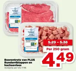 PLUS Boerentrots van PLUS Runderriblappen en hacheevlees aanbieding