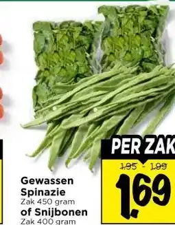 Vomar Voordeelmarkt Gewassen Spinazie , of Snijbonen aanbieding