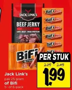 Vomar Voordeelmarkt Jack Link's , of Bifi aanbieding
