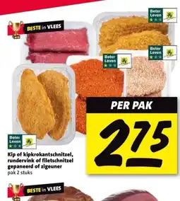 Nettorama Kip of kipkrokantschnitzel, rundervink of filetschnitzel gepaneerd of zigeuner aanbieding