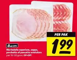 Nettorama Mortadella superiore, coppa, porchetta of pancetta arrotolara aanbieding