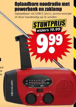 Dirk Oplaadbare noodradio met powerbank en zaklamp aanbieding