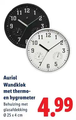Lidl Auriol Wandklok met Thermo en Hygrometer aanbieding