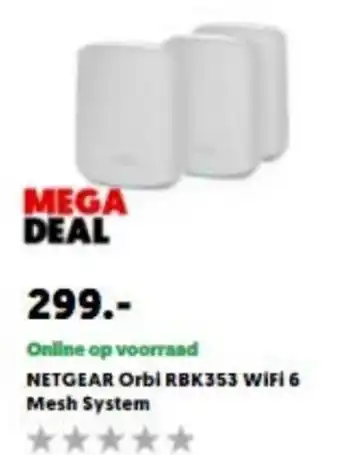 MediaMarkt NETGEAR Mesh Router | ORBI RBK353 WIFI 6 aanbieding