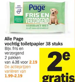 Albert Heijn Alle Page vochtig toiletpapier 38 stuks aanbieding