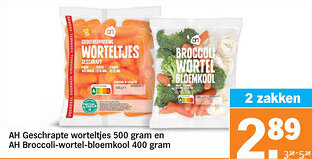 Albert Heijn AH Geschrapte worteltjes en AH Broccoli-wortel-bloemkool aanbieding