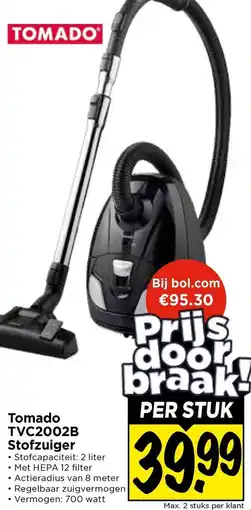 Vomar Voordeelmarkt Tomado TVC2002B Stofzuiger aanbieding