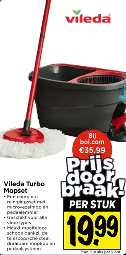 Vomar Voordeelmarkt Vileda Turbo Mopset aanbieding