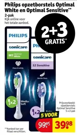 Kruidvat Philips opzetborstels Optimal White en Optimal Sensitive aanbieding