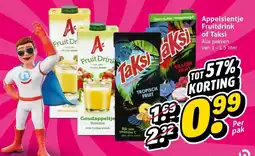 Hoogvliet Appelsientje Fruitdrink of Taksi aanbieding