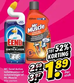 Hoogvliet WC Eend Active toiletblokken of toiletreiniger of Mr. Muscle aanbieding