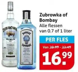 Hoogvliet Zubrowka of Bombay aanbieding