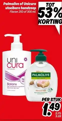 Dekamarkt Palmolive of Unicura vloeibare handzeep aanbieding