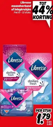 Dekamarkt Libresse maandverband of inlegkruisjes aanbieding