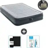 Bol.com Intex Luchtbed - Twijfelaar - 137 x 191 x 33 cm - Grijs - Inclusief pomp - Hoeslaken en Reparatieset aanbieding