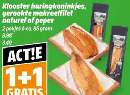 Poiesz Klooster haringkoninkjes, gerookte makreelfilet naturel of peper aanbieding