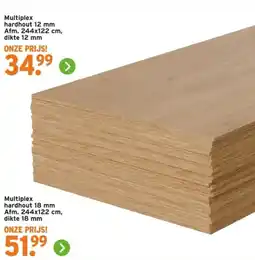 GAMMA Multiplex hardhout 12 mm aanbieding