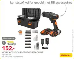 Praxis Worx Accuboormachine WX108.1 - 20V - (2x aanbieding