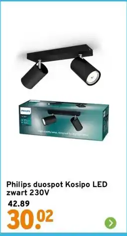 GAMMA Philips duospot Kosipo LED zwart 230V aanbieding