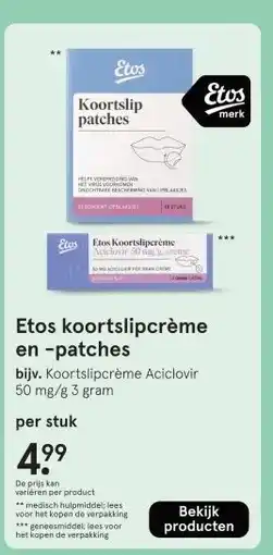 Etos Etos koortslipcrèmeen -patches aanbieding