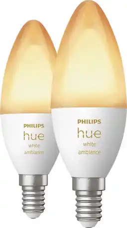 Coolblue Philips Hue Kaarslamp White Ambiance E14 Duo pack aanbieding