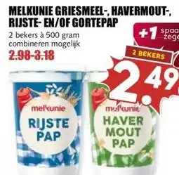 MCD Supermarkt MELKUNIE GRIESMEEL-, HAVERMOUT-, RIJSTE- EN/OF GORTEPAP aanbieding