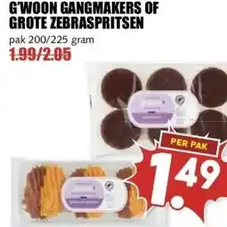 MCD Supermarkt G'WOON GANGMAKERS OF GROTE ZEBRASPRITSEN aanbieding