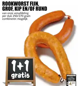 MCD Supermarkt ROOKWORST FIJN, GROF, KIP EN/OF RUND aanbieding