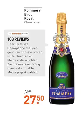 Gall & Gall Pommery Brut Royal Champagne aanbieding