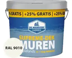 Hornbach DE MUURVERFFABRIEK Supreme-dek muurverf RAL 9010 10 l +25% gratis aanbieding