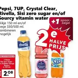 CoopCompact Pepsi, 7UP, Crystal Clear, Rivella, Sisi zero sugar en/of Sourcy vitamin water aanbieding