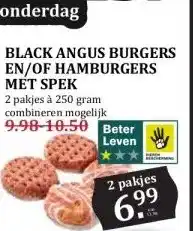 CoopCompact BLACK ANGUS BURGERS EN/OF HAMBURGERS MET SPEK aanbieding
