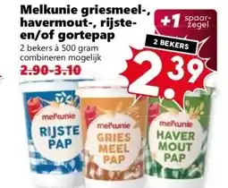 Coop Melkunie griesmeel-, havermout-, rijste- +spaar- en/of gortepap aanbieding