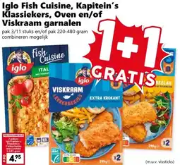 Coop Iglo Fish Cuisine, Kapitein's Klassiekers, Oven en/of Viskraam garnalen aanbieding