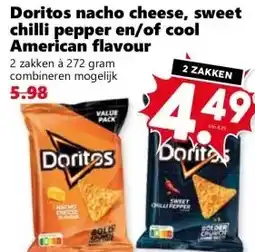 Coop Doritos nacho cheese, sweet chilli pepper en/of cool American flavour aanbieding