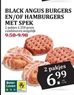 Coop BLACK ANGUS BURGERS EN/OF HAMBURGERS MET SPEK aanbieding
