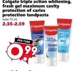 Coop Colgate triple action whitening, fresh gel maximum cavity protection of caries protection tandpasta aanbieding