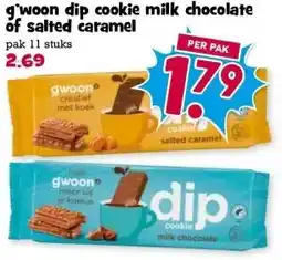 Boon`s Markt gwoon dip cookie milk chocolate of salted caramel aanbieding