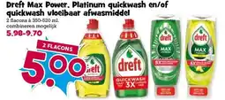 Boon`s Markt Dreft Max Power, Platinum quickwash en/of quickwash vloeibaar afwasmiddel aanbieding