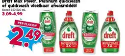 Boon`s Markt Dreft Max Power, Platinum quickwash of quickwash vloeibaar afwasmiddel aanbieding