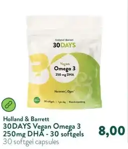 Holland & Barrett 30DAYS Vegan Omega 3 250mg DHA - 30 softgels aanbieding