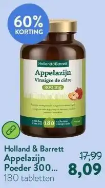 Holland & Barrett Appelazijn Poeder 300mg - 180 tabletten aanbieding