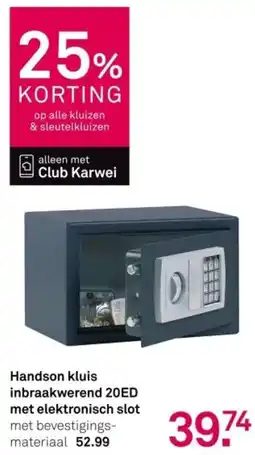 Karwei Handson kluis inbraakwerend 20ED met elektronisch slot aanbieding