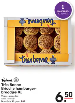 Sligro Très Bonne Brioche hamburgerbroodjes XL aanbieding
