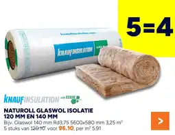 BOUWMAAT Naturoll glaswol isolatie 120 mm en 140 mm aanbieding