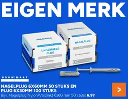 BOUWMAAT Bouwmaat nagelplug 6x60mm 50 stuks en plug 6x30mm aanbieding
